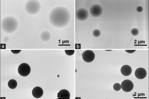 Transmission electron microscopic images of fast-dissolving core-shell